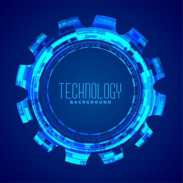 Technology with glowing gear blue design