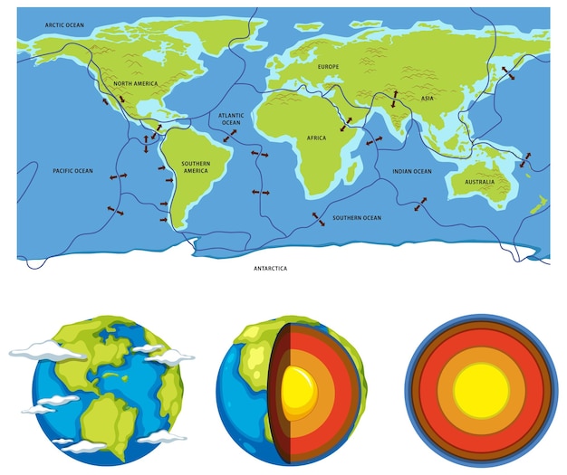 Free vector tectonic plates and landforms