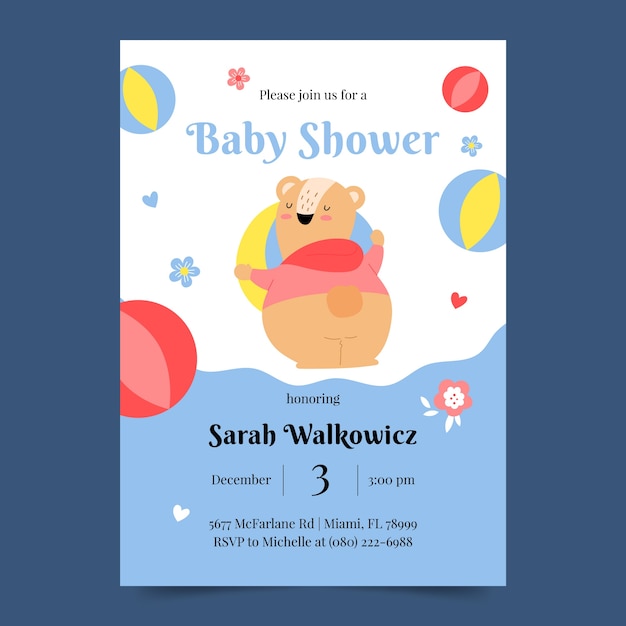 Teddy bear baby shower invitation template