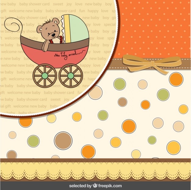 Teddy bear in baby stroller card