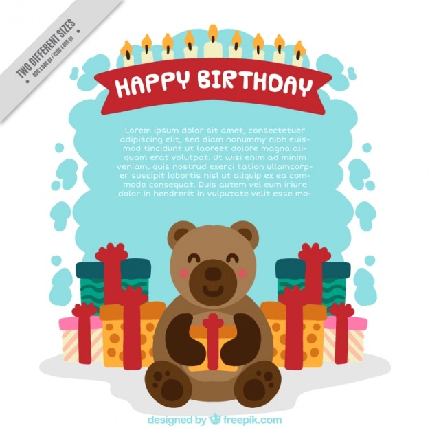 Free vector teddy bear background with hand-painted gifts