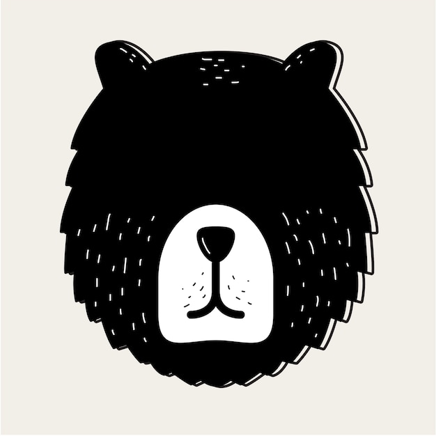 Teddy bear face head badge concept