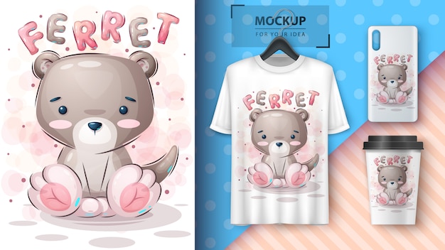 Teddy ferret poster and merchandising.