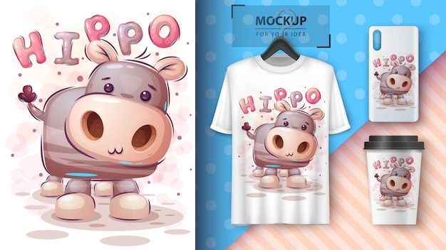 Teddy hippo. Poster and merchandising