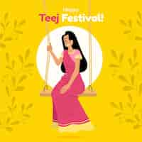 Free vector teej festival celebration illustration