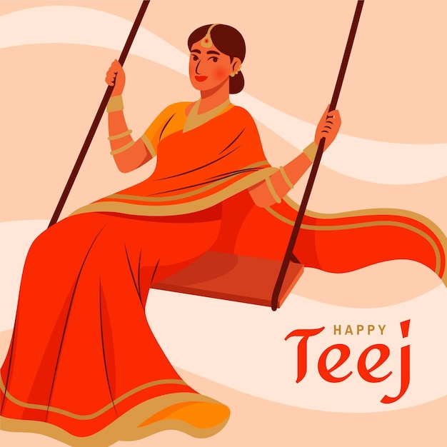 Free vector teej festival illustration