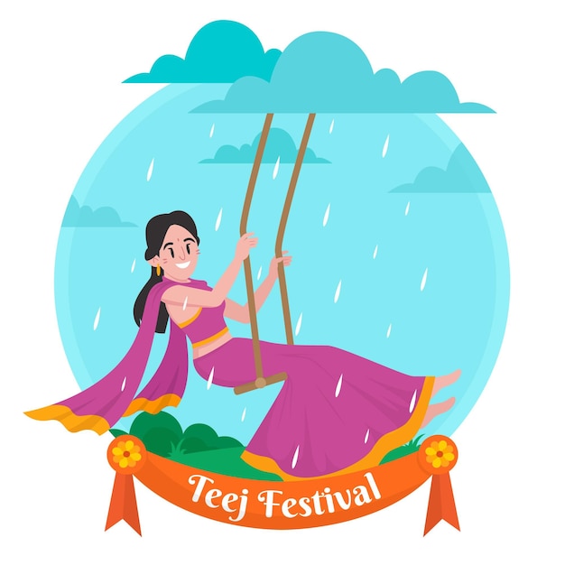 Free vector teej festival illustration