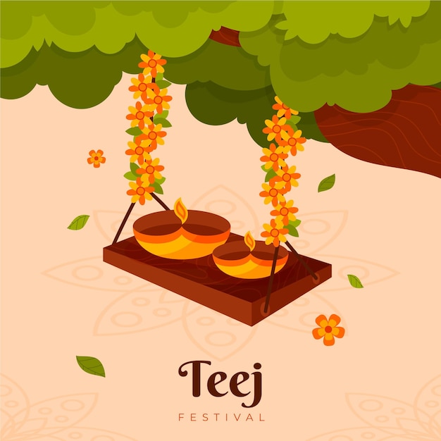 Free vector teej festival illustration