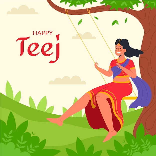 Free vector teej festival illustration