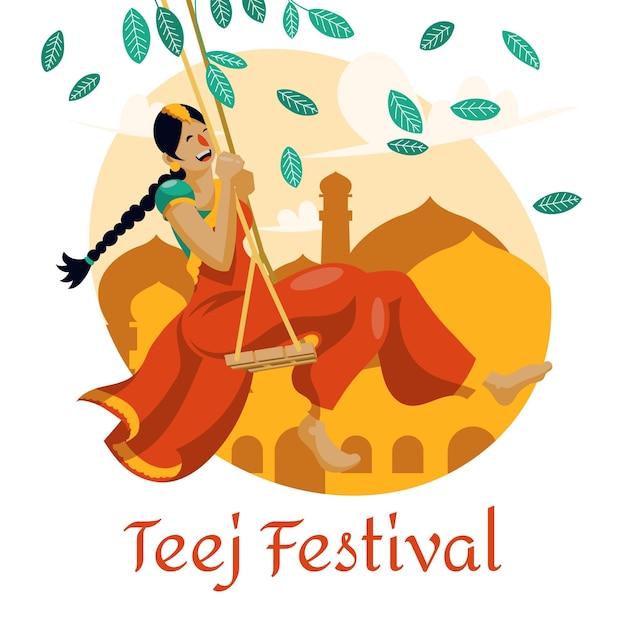 Free vector teej festival illustration