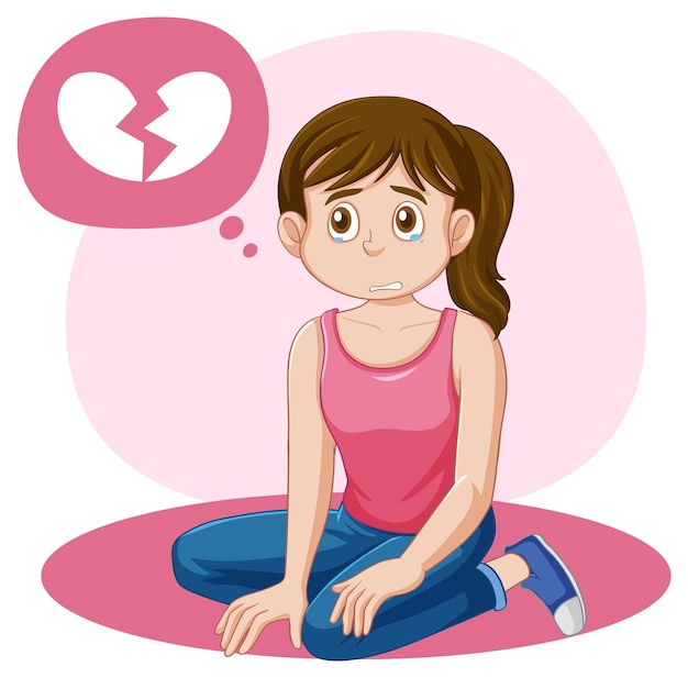 Free vector teen girl crying heartbreak during puberty