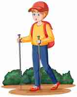 Free vector teenage boy hiking cartoon character