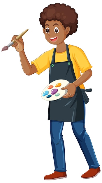 Free vector teenage boy holding a color palette