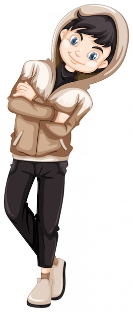 Бесплатное векторное изображение Подросток в коричневом капюшоне