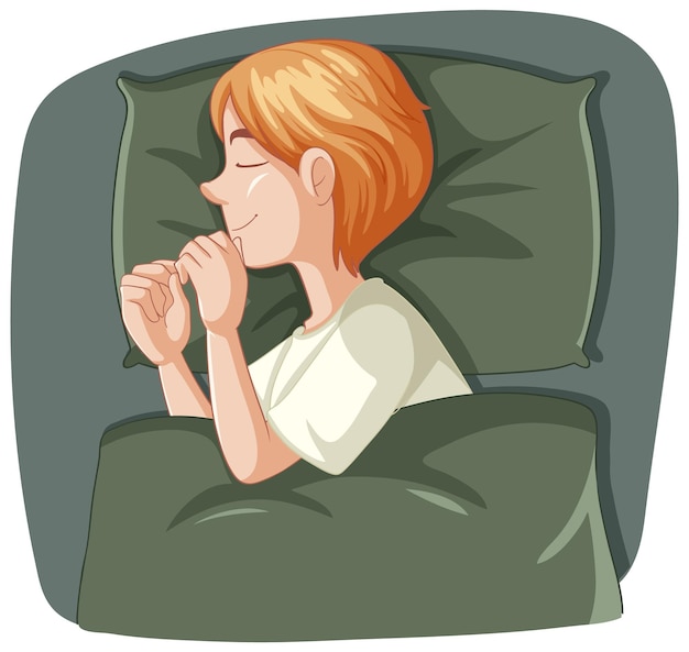 Free vector teenage boy sleeping on pillow