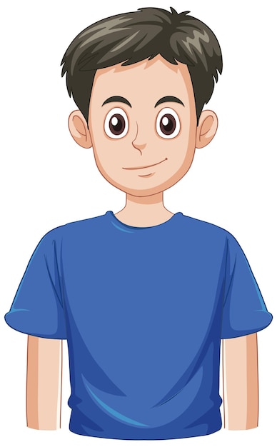 Teenage Boy with Black Hair Cartoon Character