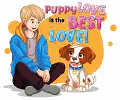 Free vector teenage boy with his dog