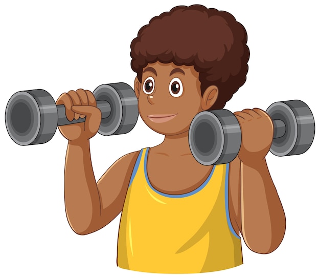 Free vector teenage boy working out with dumbbells