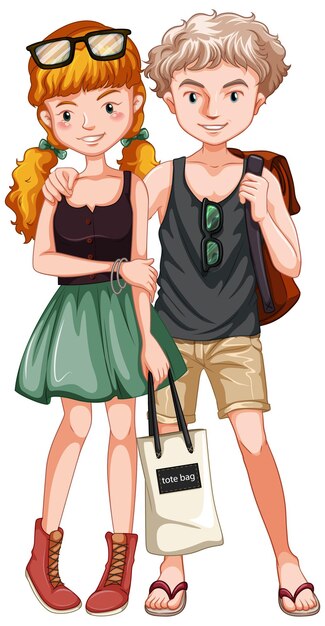 Teenage couple in casual costume