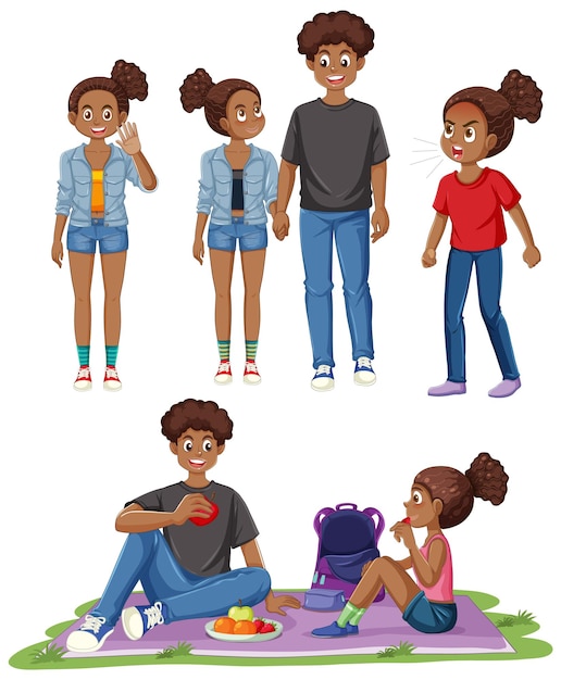 Free vector teenage friendship cartoon character