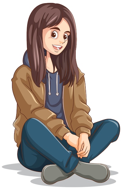 Free vector teenage girl cartoon character