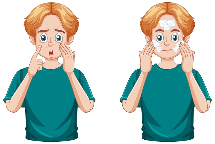 Free Vector teenage man taking care of his skin