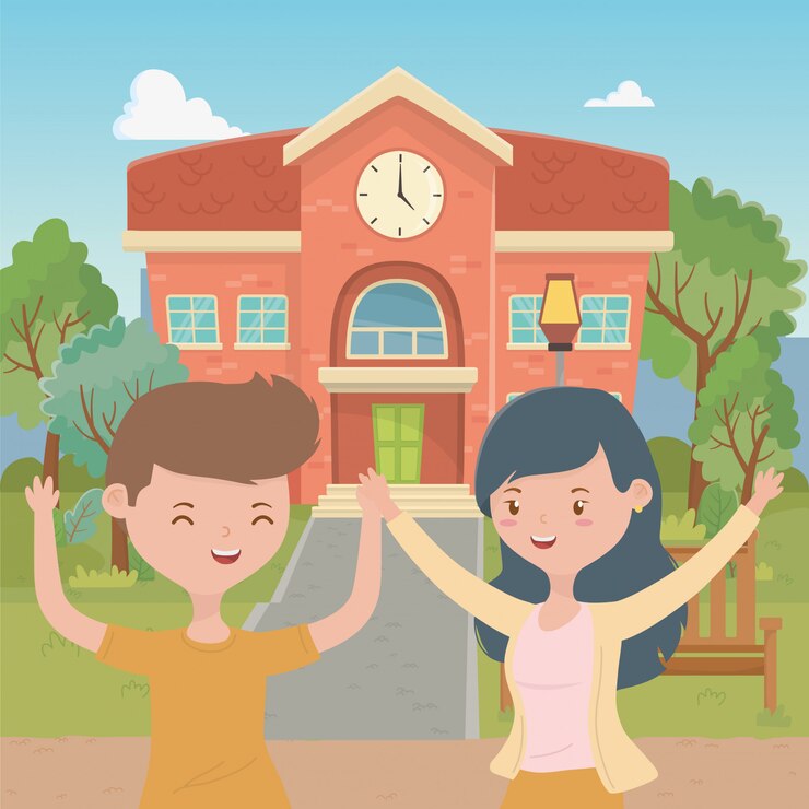 Free Vector teenager boy and girl cartoon 