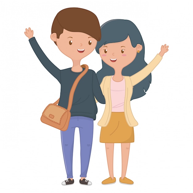 Teenager boy and girl cartoon 