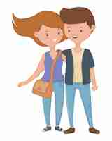 Free vector teenager boy and girl cartoon