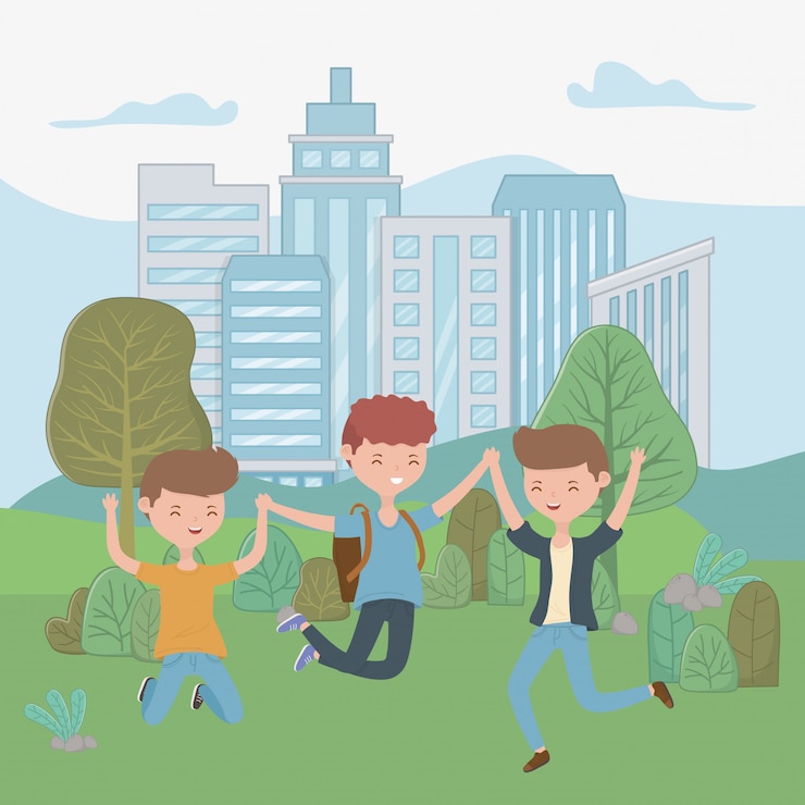 Free Vector teenager boys cartoons 