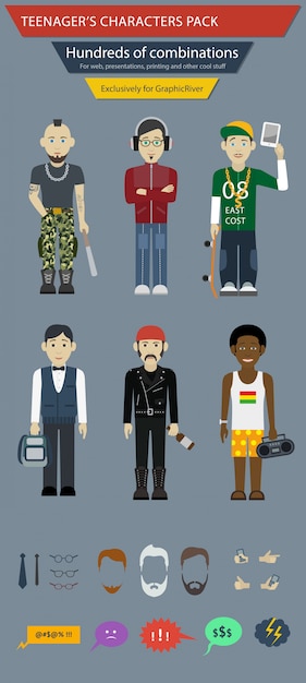 Free vector teenager character pack