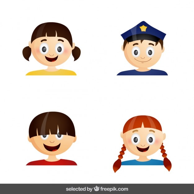 Free vector teenager faces set