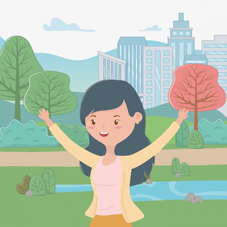 Free Vector teenager girl cartoon 
