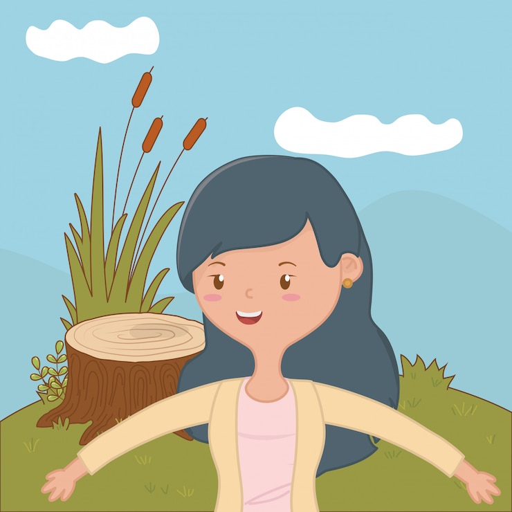 Free Vector teenager girl cartoon 