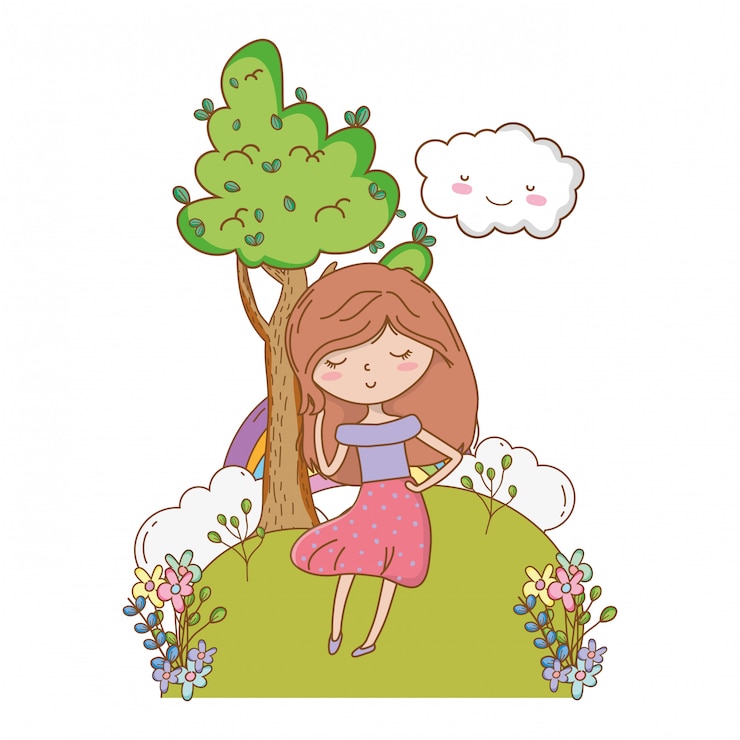 Free Vector teenager girl of cartoon 