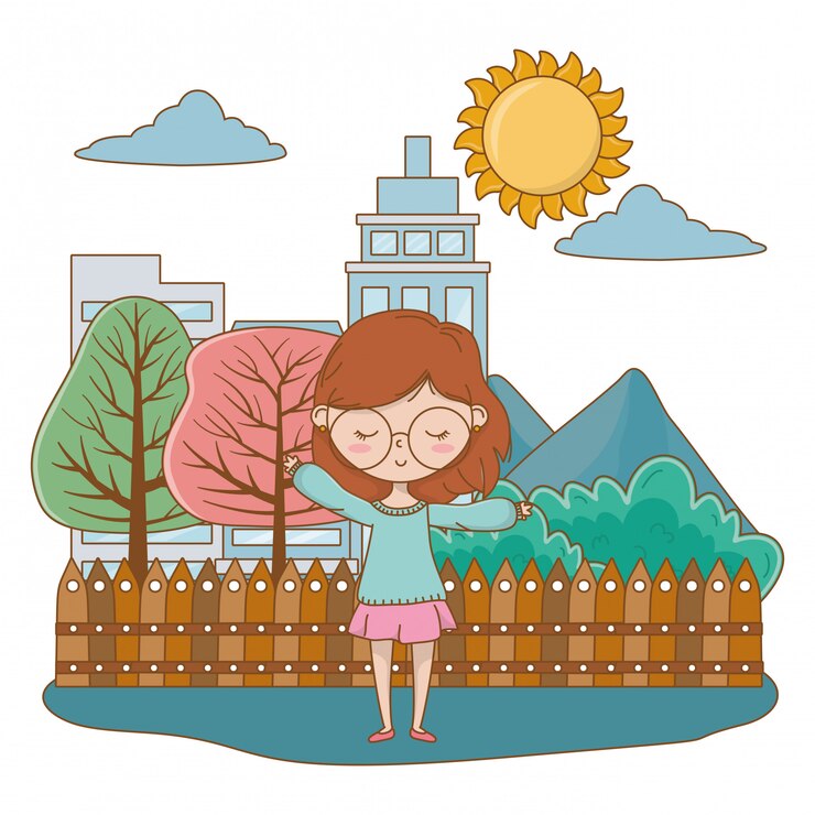 Free Vector teenager girl of cartoon 