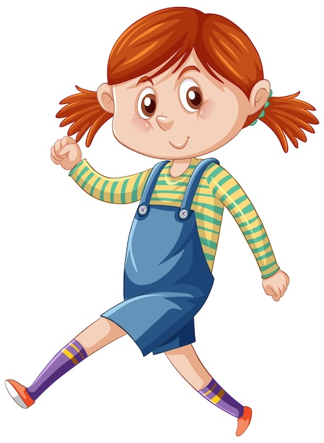 Teenager girl walking cartoon character on white background