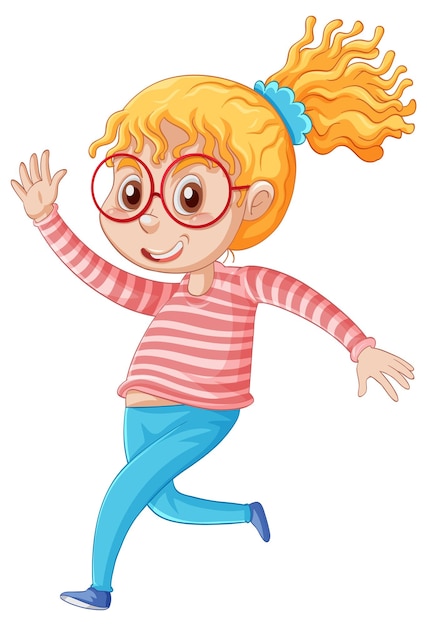 Teenager girl walking cartoon character on white background