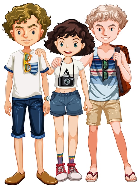Бесплатное векторное изображение Группа подростков в повседневном костюме