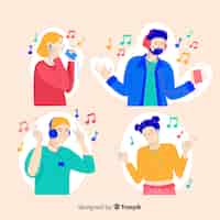 Бесплатное векторное изображение Подростки с удовольствием слушают музыку