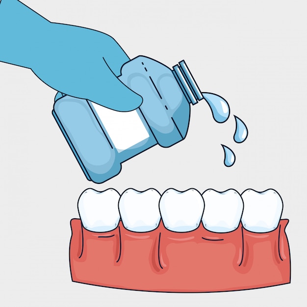 Teeth healthcare hygiene with mouthwash equipment