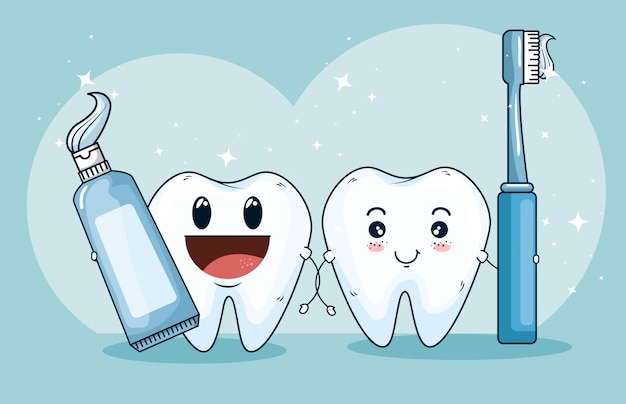 치약과 칫솔로 치아 치료 의학