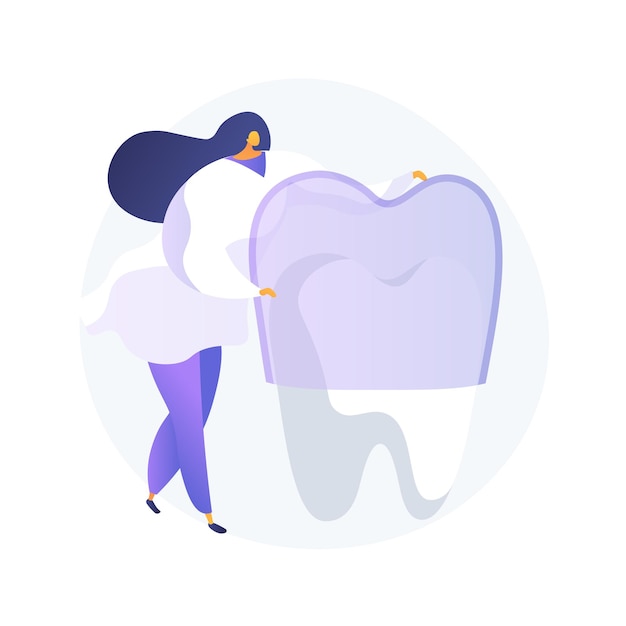 Teeth wear silicone trainer abstract concept vector illustration. Invisible orthodontic braces, silicon teeth wear, dental training, dental care, crowded tooth treatment method abstract metaphor.