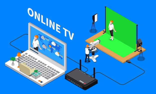 Telecommunication Isometric Composition