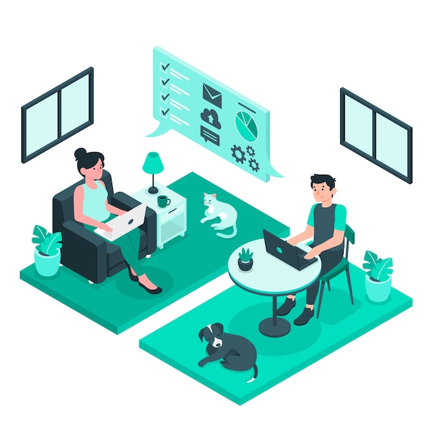 Free vector telecommuting concept illustration