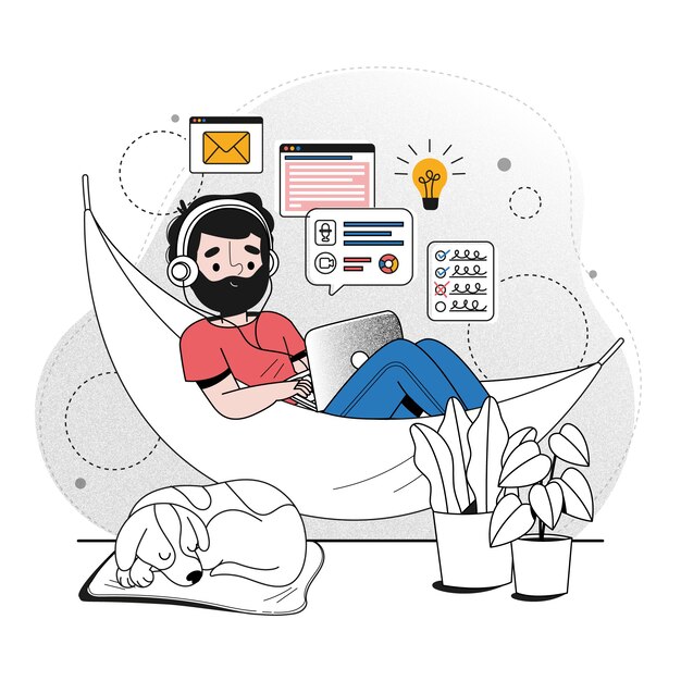 Telecommuting концепция иллюстрации