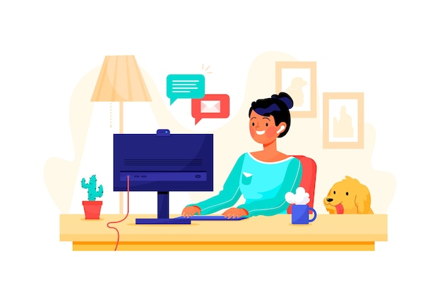 Telecommuting концепция иллюстрации