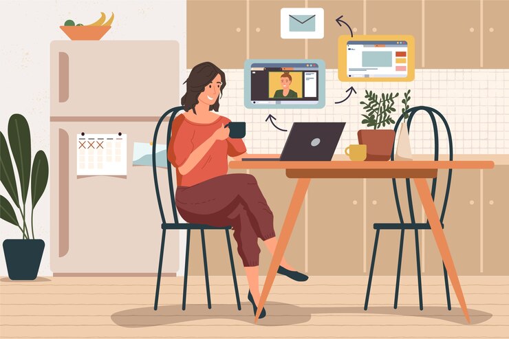 Free Vector telecommuting illustration style
