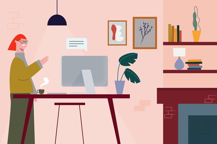 Free Vector telecommuting illustration