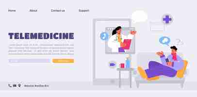 Free vector telemedicine online medical consultation banner